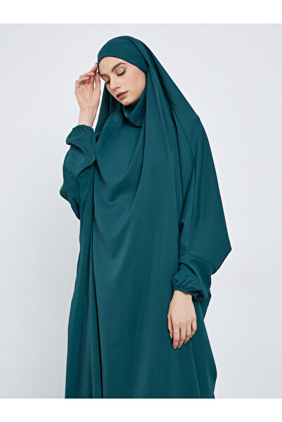 Take Two By Styli Dark Green Batwing Sleeve Hooded Abaya