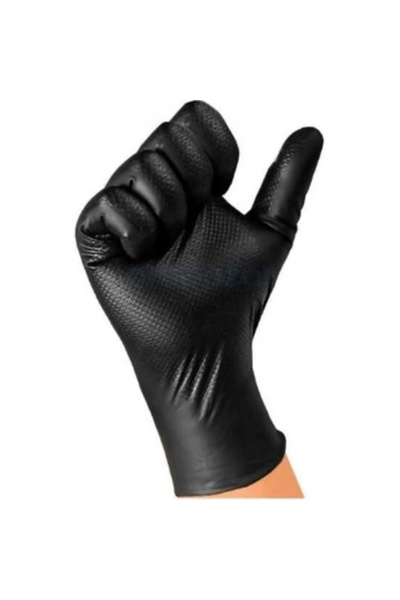 Junior Junior Mg Diamond Textured Black Nitrile Gloves 50 Pcs No:10Xl