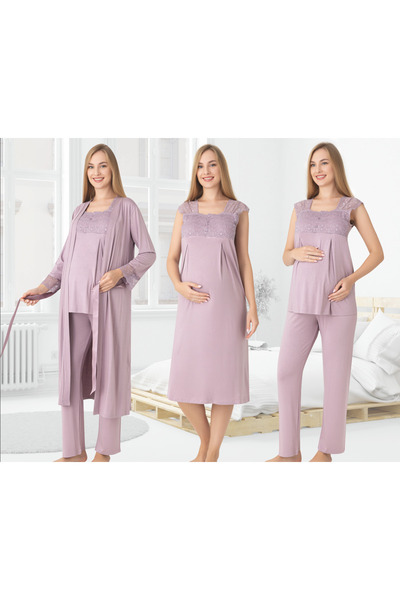 Miss Dünya Lissa طقم أنيق مكون من 4 قطع للرضاعة والأمومة، يتضمن رداء أنيق مزي...