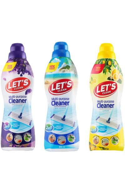 Let's Clean منظف ​​متعدد الأغراض - برائحة اللافندر والليمون والرحلة البحرية 800 مل لكل منها