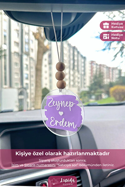 lusidadesign Kişiye Özel Splash Mor Dikiz Aynası Pleksi Araba Süsü