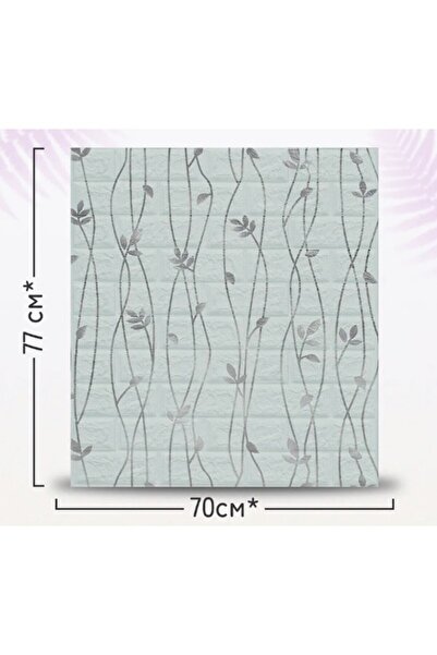 Flippy Set of 10 Self-Adhesive Wallpaper Panels Flippy, 70 x 77 cm, Silver Leaves (Gray), PVC