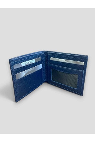 BY NAPPA Men's Genuine Leather Wallet 01500 Navy Blue