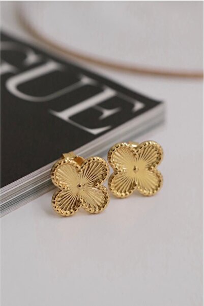 bs bellss accessory Gold Yonca Model Küpe