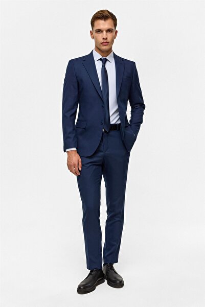 SÜVARİ Lacivert Slim Desenli 6 Drop Takım Elbise