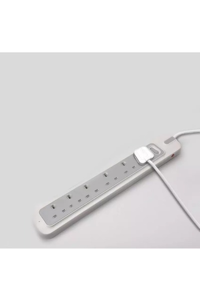 RAFEED Electric, Power Extension Cord, 6 Sockets, 2M, White/Grey