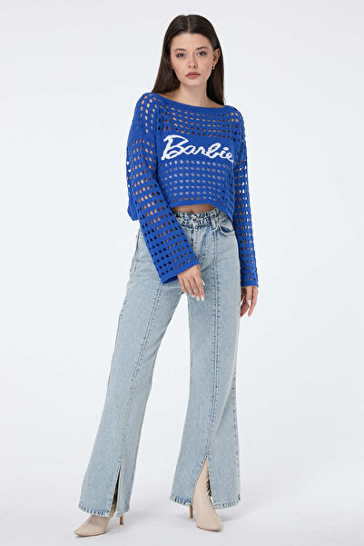 TOFİSA cu imprimeu Tricotaj cu detalii cu albastru cobalt găuri - 27635