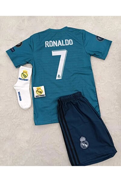 Forma R.e.a.l M.a.d.r.i.d 2018 Cristiano Ronaldo Turkuaz Röveşata Çocuk Forması 4'lü Set (ARMALI)