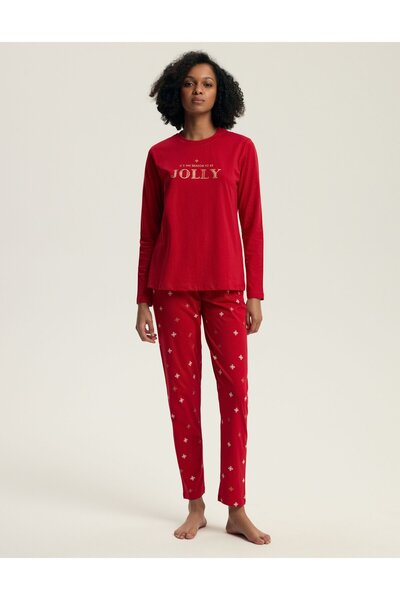 Henderson Women's Christmas-themed pajamas with a unique design featuring small snowflakes |Dotie