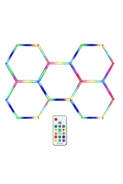 RFAN Κυψελωτό LED RGB Ανεμιστήρας, 5 x Εξάγωνα, Τύπος Πολύχρωμου Φωτισμού, Ψη...