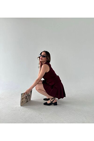 Sima Butik KADIN BORDO CEKET ELBİSE