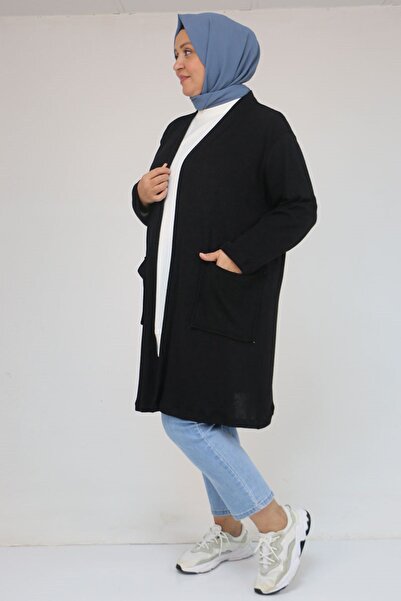 Eslina 53034 Μπουφάν Mir μεγάλου μεγέθους με λεπτομέρεια τσέπης - Μαύρο