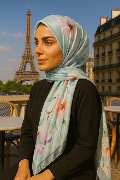 VIEN POLO شال قطني بنمط الورد