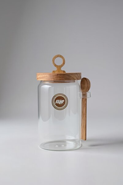 Kitchen Way Acacia Spoon Seal Lid Jar Spice Container Kw-800