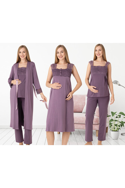 Miss Dünya Lissa طقم أنيق مكون من 4 قطع للرضاعة والأمومة، يتضمن رداء أنيق مزي...