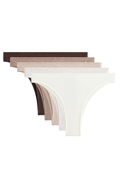 Oysho 5'li fitilli, pamuklu karışımlı Brezilya modeli külot