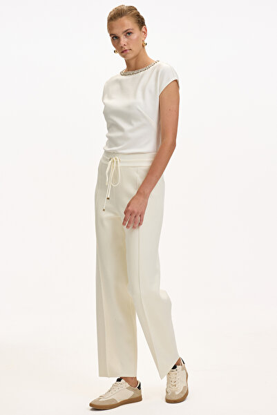 Exquise Lace-Up Regular Knitwear Pants