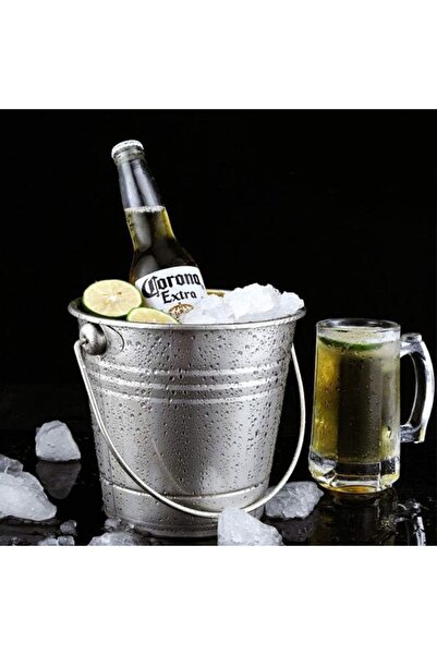 FOXMAG24 Ice bucket, 6L capacity, double insulated, carrying handle, stainless steel, silver