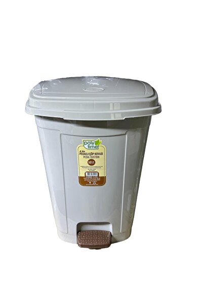 Polytime Pedallı Basmalı Çöp Kutusu Kovası / Çıkarılabilir İç Kovalı / Krem /...