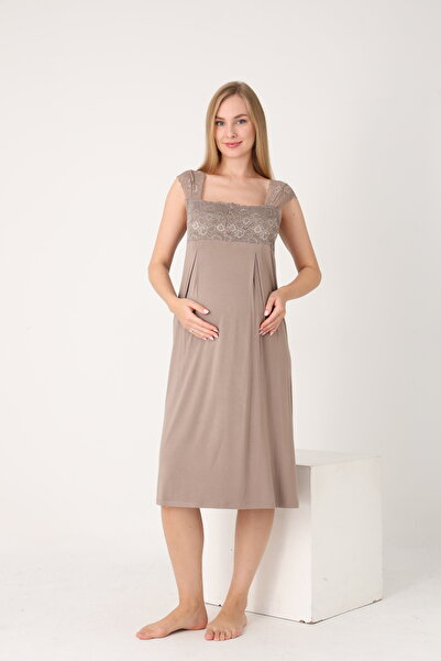 Miss Dünya Lissa Dantel Detaylı Zarif Sabahlık, Gecelik ve Pijama 4’lü Emzirme ve Anne Seti