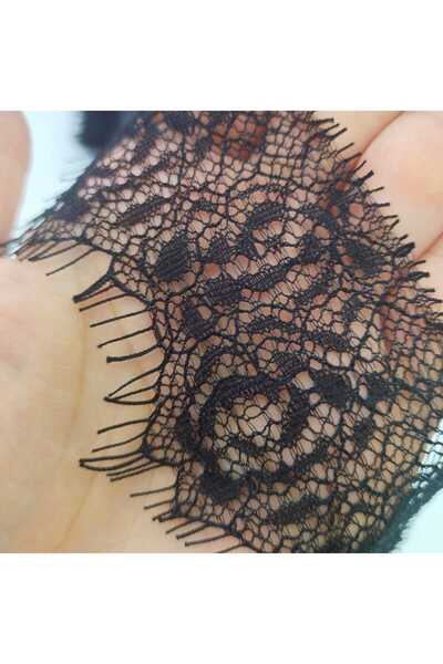 Mutkin Sakallı Dantel (KOD A157-1) ENİ 5 Cm En 1 ADET 3 Metre SİYAH -elbise-i...