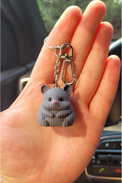 DecoVera سلسلة مفاتيح على شكل هامستر حلو من البلاستيك الصلب منقوش، زينة للسيارة، إكسسوار للحقيبة، ديكور، لعبة