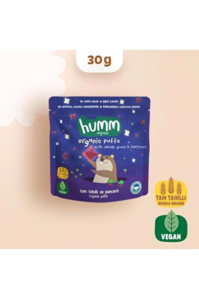 Humm Organic Organik Vegan Tam Tahıllı ve Pancarlı Puflar 30 Gr