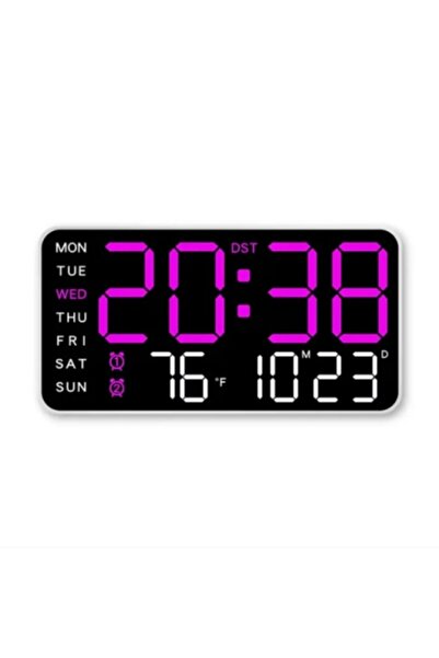Poro Online Clock Wall/Table 6659 Pink Light Alarm Temperature