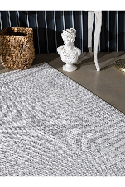 Viviana Home Nomad Minimalist Geometrik Desenli Makine Halısı – Açık Gri | Sa...