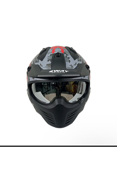 Sway SW X2 TOKYO TROOPER Black Red Moduler Kask