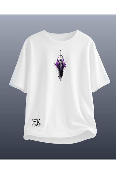 CATHECAT White Special Design Printed Oversize Unisex Tshirt