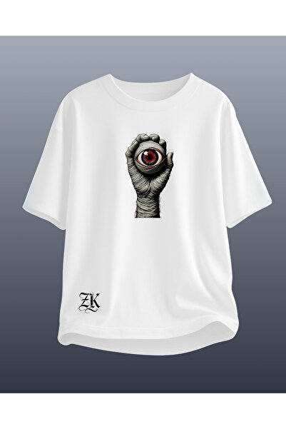 CATHECAT White Special Design Printed Oversize Unisex Tshirt