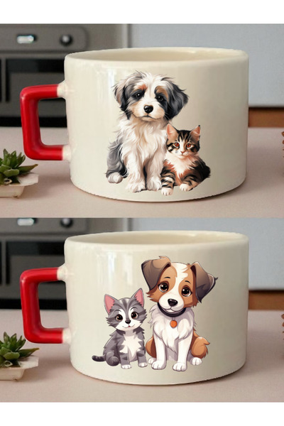 lili hediyelik فنجان قهوة مزدوج للقطط والكلاب - أفكار هدايا لعيد ميلاد الزوج،...