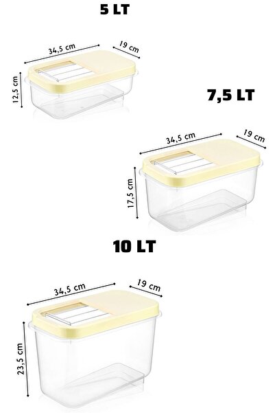 Nandy Home 9lu Set Etiketli Kırılmaz Multibox Erzak Saklama Kabı X3 5 Lt/7,5 Lt/10 Lt