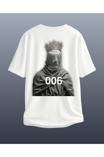 CATHECAT White Special Design Printed Oversize Unisex Tshirt