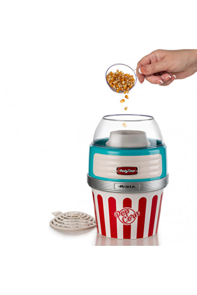 ARIETE Aparat de popcorn cu aer cald XL PARTY TIME 2957/01, 1100W, Dozator, Bol detașabil, Turcoaz