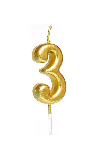 Share the Love Number Three Candle - Gold