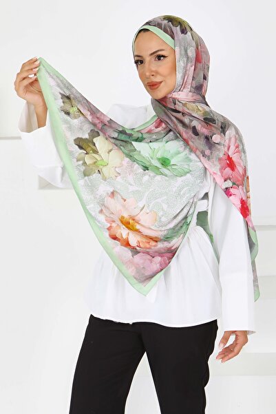 TOFİSA Σάλι από μπαμπού κιράσι πράσινο φιστίκι - 27617