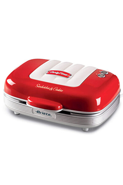 ARIETE Aparat de făcut gogoși, brioșe și sandvișuri 3 în 1 PARTY TIME 1972/00, 700 W, 3 plăci, Indicatori, Roșu
