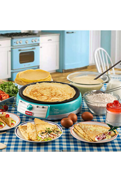 ARIETE PARTY TIME 0202/01 Pancake Maker, 1000W, Nonstick, Easy cleaning, Ready indicator, Turquoise