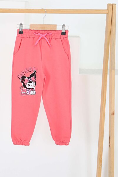 TOFİSA Pantaloni de sport pentru fete Dusty Rose cu talie elastică cu imprime...
