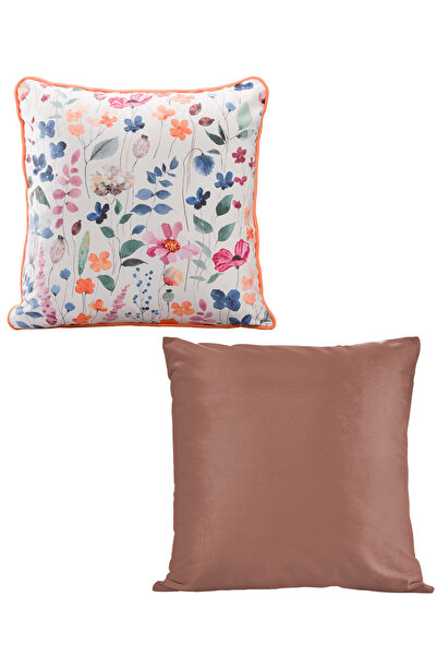 ASDİVA مجموعة من 2 غطاء وسادة مزخرف من صني - نمط نباتي ولون أزرق داكن مخملي 4...