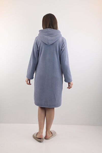 Wild Love %100 Bambu Kadın Kapüşonlu Nakışlı Fermuarlı Sabahlık / Bornoz