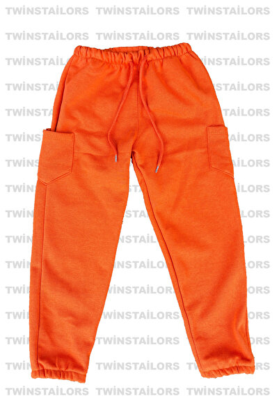 twins tailors Πακέτο 3 τεμαχίων Unisex Παιδικές φόρμες με ελαστικό πάτο με φλις εσωτερικά σε μαύρο-μπλε-πορτοκαλί χρώμα