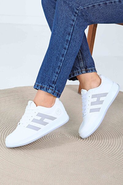 TOFİSA Women's White Gray Sneakers - 27559