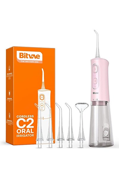 Bitvae Water Dental Irrigator BVC2 by Dalip - with 5 standard nozzles, 1 tongue scraper, Soft/Normal/Intens