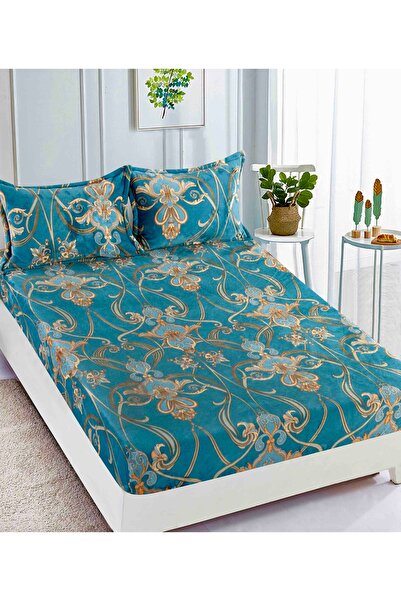 JOJO HOME Cocolino Elasticated Duvet Cover and Pillowcases 180x200cm, Royal Turquoise