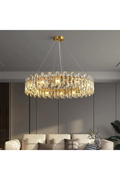 RFAN Candelabru, Model 5709/600, Textură de Cristal, Metal, 10 X E14, Auriu