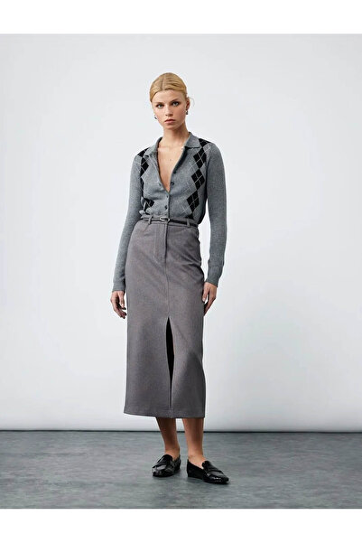 Koton Midi Boy Kalem Antrasit Kadın Etek 6WAK70032UW