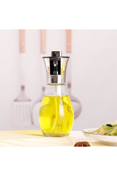 Flippy Oil spray bottle for kitchen liquids, vinegar, sauce, 16.7 x 5.2 cm, 200 ml, Silver